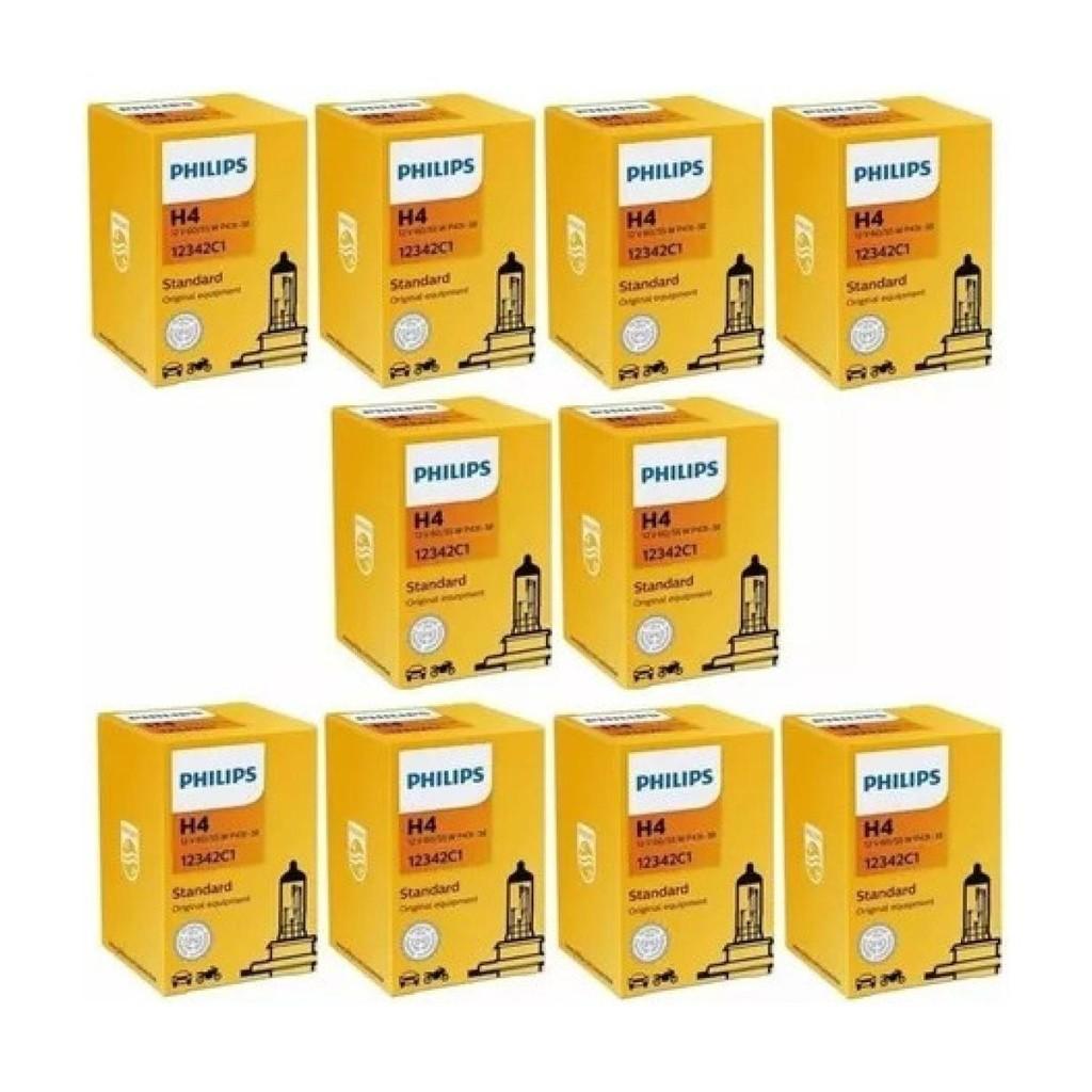 Lâmpadas Philips H4: Kit 10 Original 12V