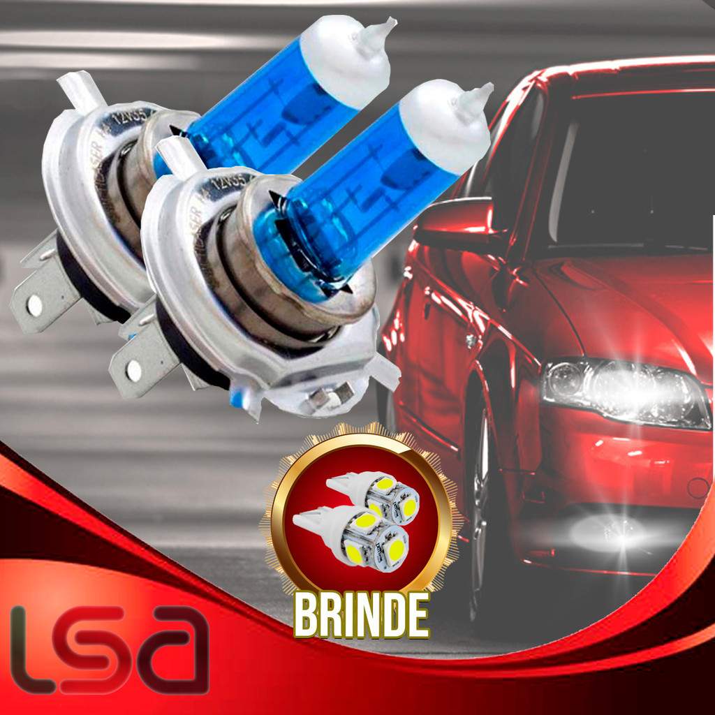 Lâmpadas Super Brancas H4 + T10: Ilumine Seu Carro!