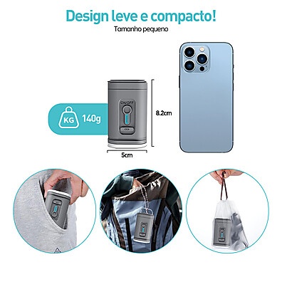 Mini Compressor de Ar Portátil com Lanterna