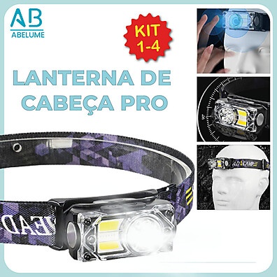 Lanterna de Cabeça LED 3000 Lumens: Kit 4 Profissional