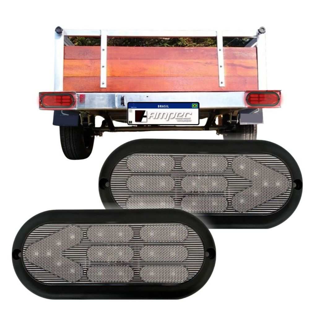 Lanterna LED para Carreta e Reboque 12V/24V - Par Cristal