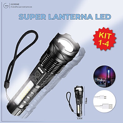 Lanterna Tática LED 20.000 Lumens: Ilumine Seu Mundo!