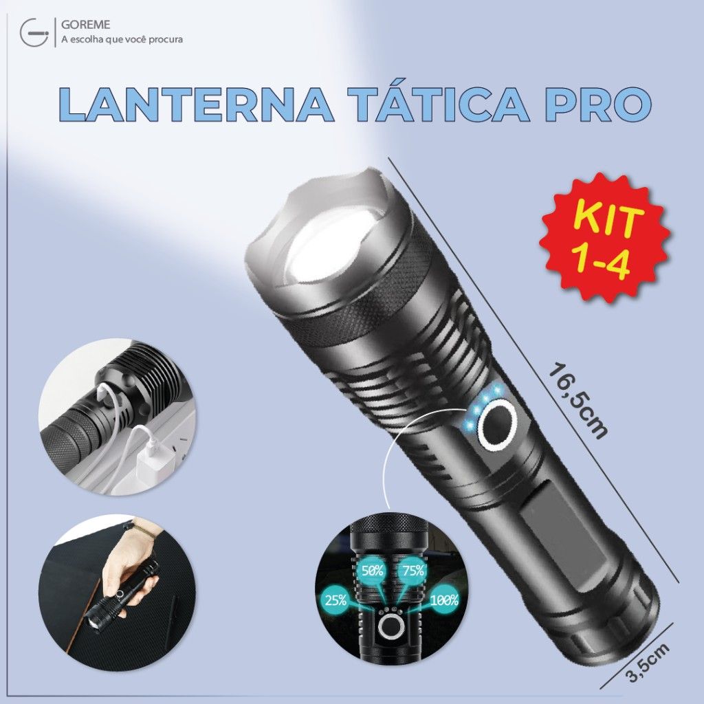 Lanterna Tática LED P50: Ultra Potente e Resistente