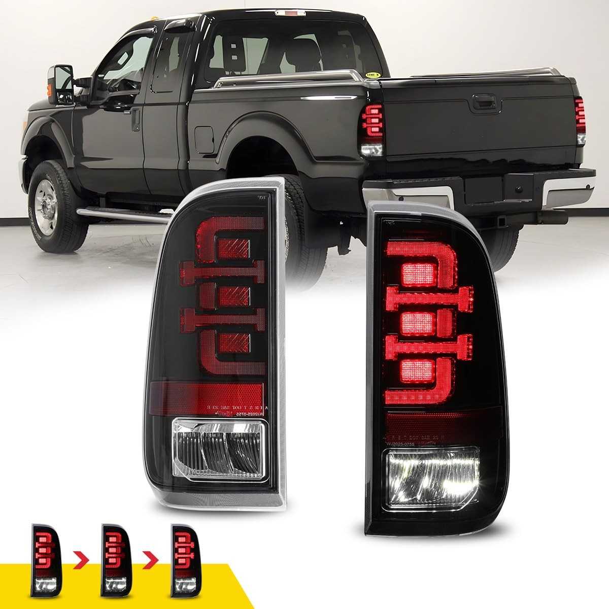 Lanternas Traseiras LED ROXX para Ford F-250/F-350/F-450 Super Duty 2008-2016 - Design Moderno com Seta Sequencial