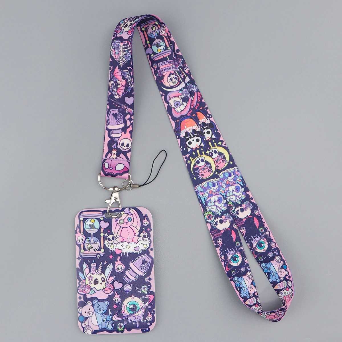 Lanyard Caveiras Halloween: Chaveiro e Porta-Crachá