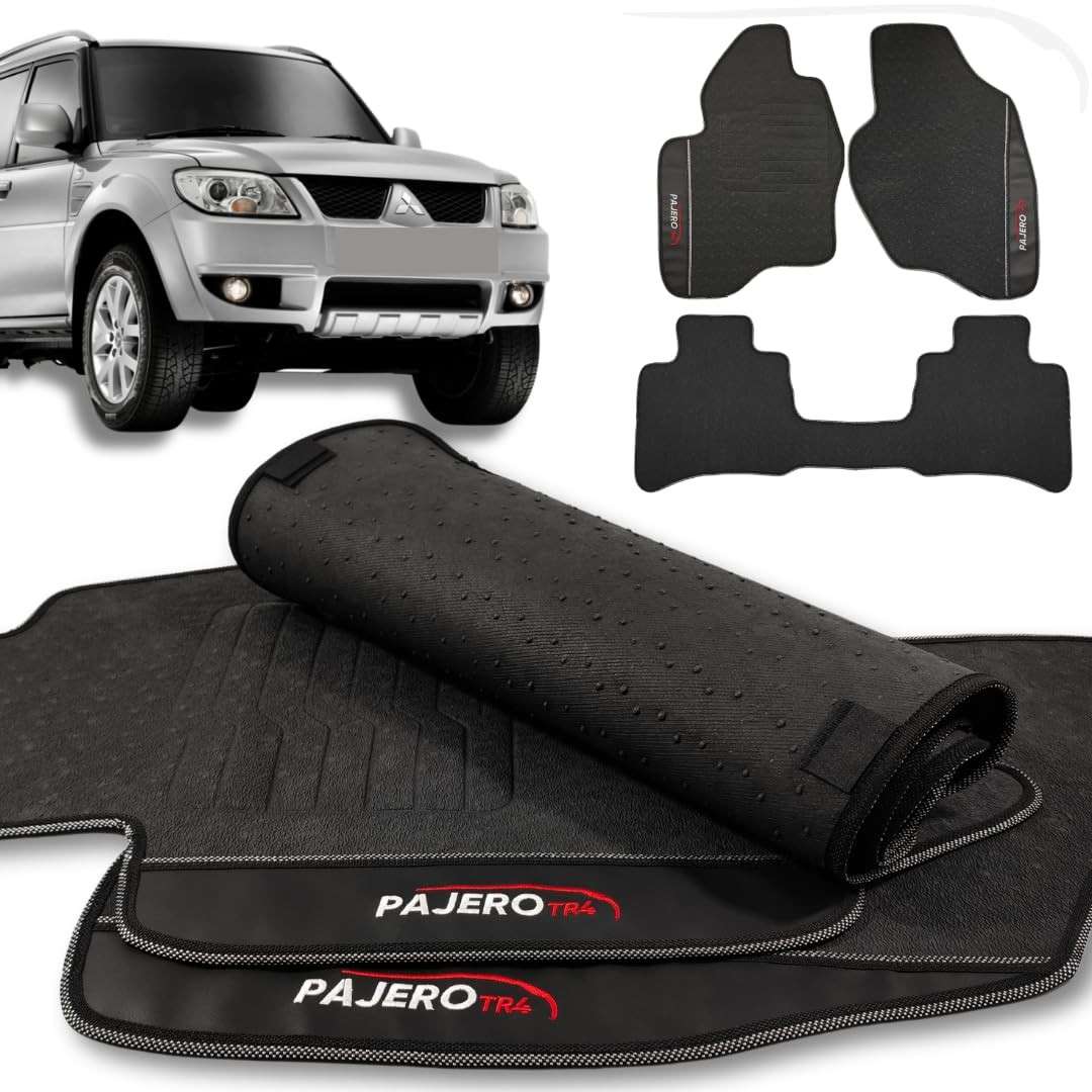 Jogo de Tapetes Automotivos Emborrachados Pajero TR4 2003-2015 (3 Peças) - Lanzi