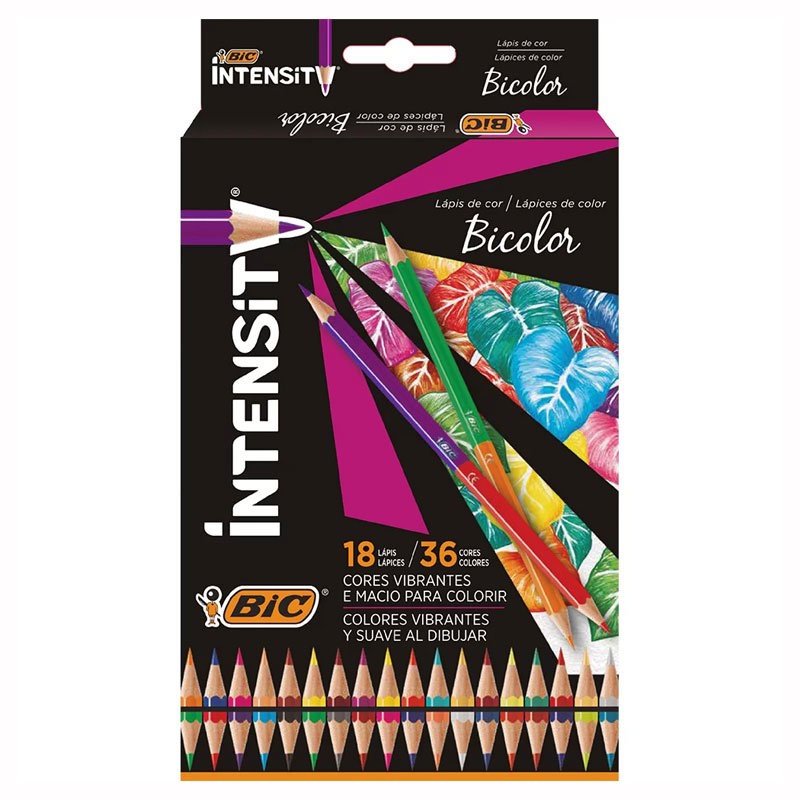 Lápis de Cor BIC Intensity: 36 Cores em 18!