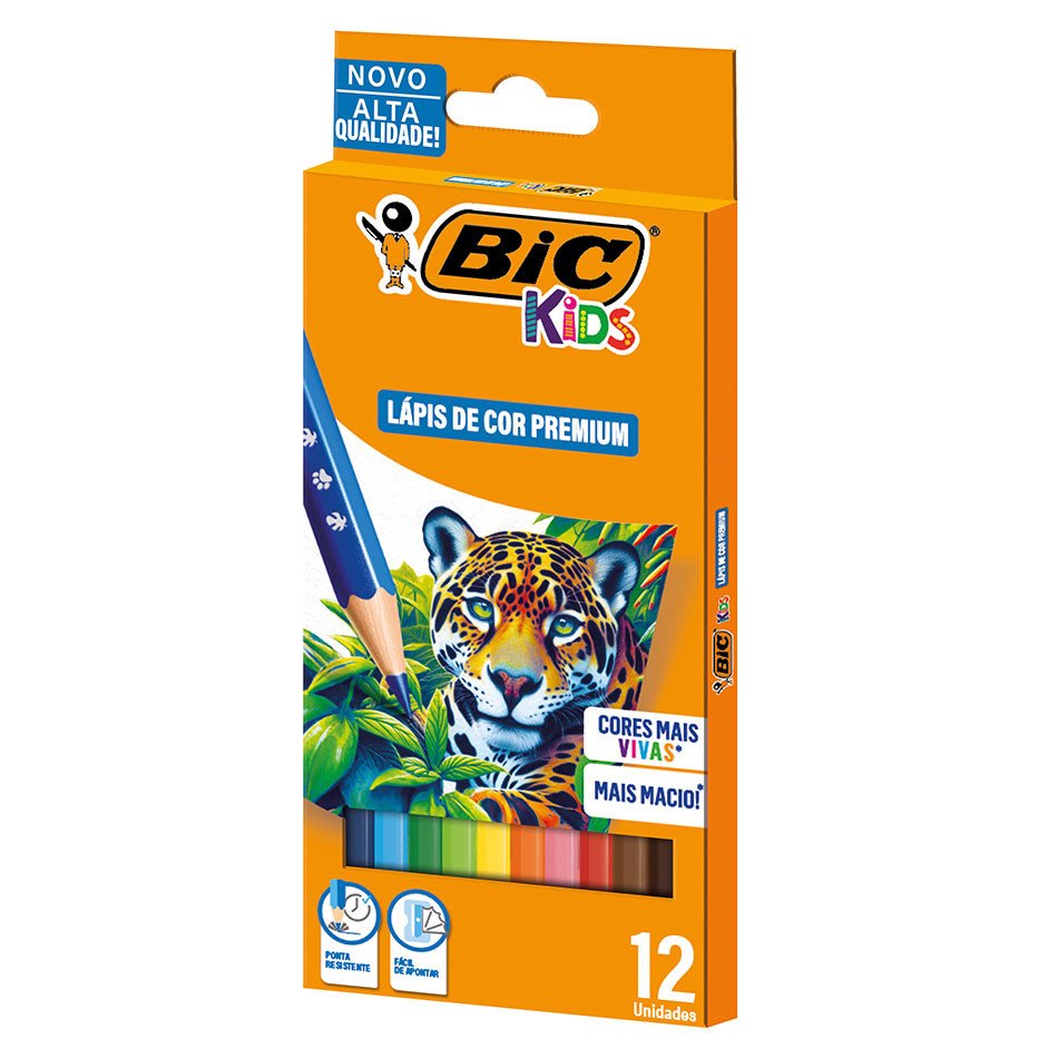 Lápis de Cor Bic Kids: 12 Cores Vibrantes!
