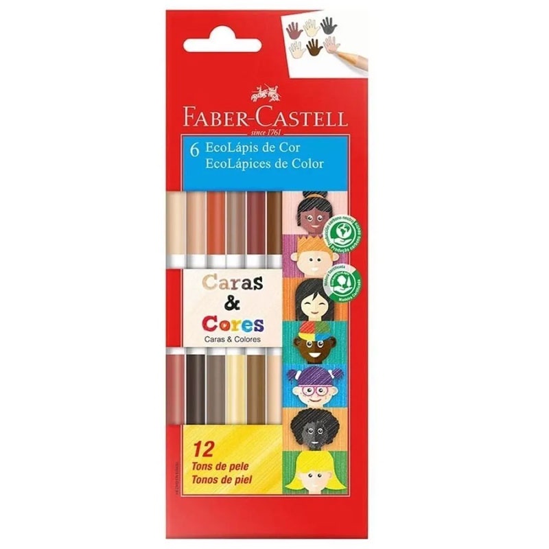 Lápis de Cor Bicolor 12 Cores + 6 Lápis Duplos - Faber-Castell