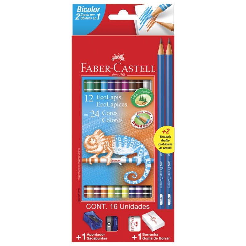Lápis de Cor Faber-Castell 24 Cores + Kit!