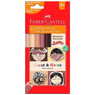 Lápis de Cor Jumbo Faber-Castell: 6 Cores Vibrantes!