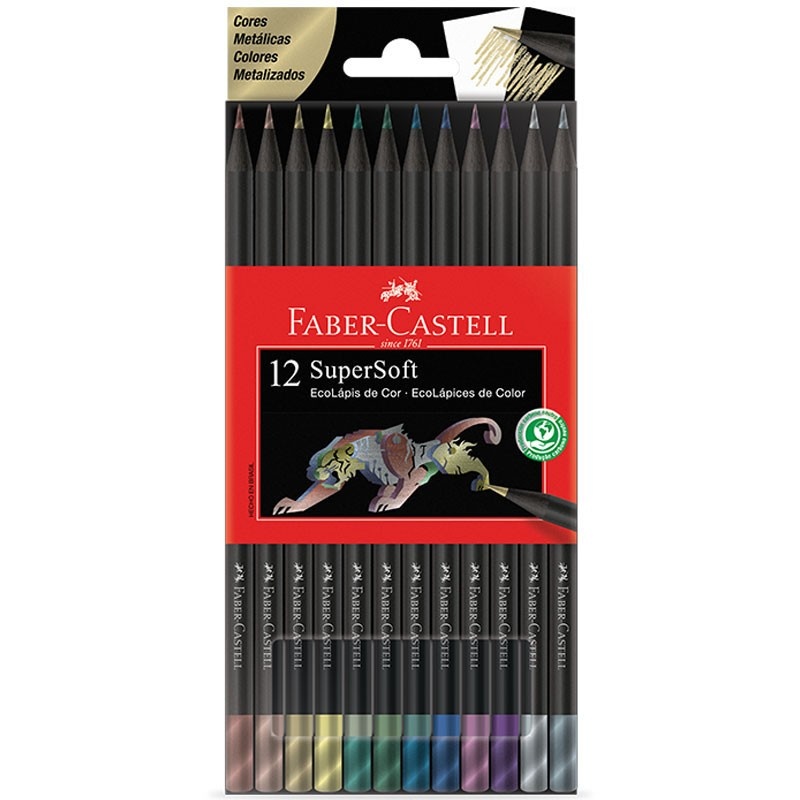 lapis-de-cor-metalicos-supersoft-faber-castell-12-cores