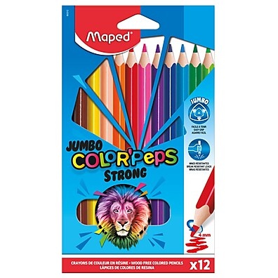 Lápis de Cor Strong Jumbo 12 Cores – Resistente e Ideal para Crianças
