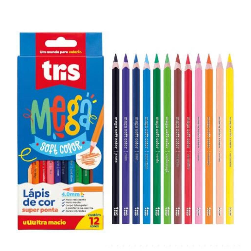 Lápis de Cor Tris Mega 4.0mm: Cores Vibrantes!