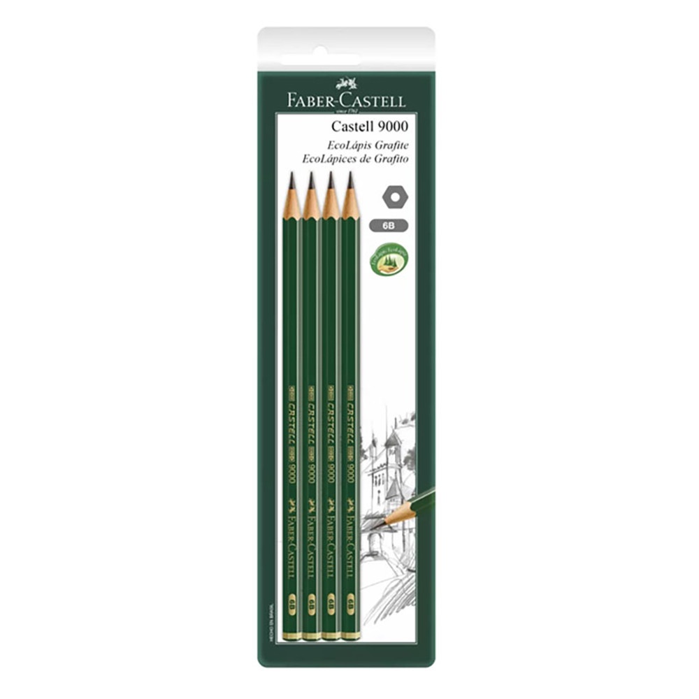 Lápis Faber-Castell 6B: Kit com 4 Unidades