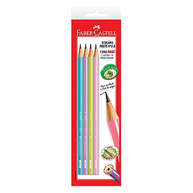 Lápis Preto Colors SM/1205MED – 4 Unidades Faber-Castell
