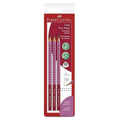 Lápis Preto Grip 2001 Two Tone Rosa – 3 Unidades Faber-Castell