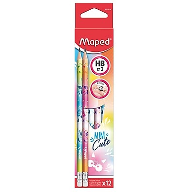 Lápis Preto Nr.2 com Borracha Mini Cute 12 Unid – Maped