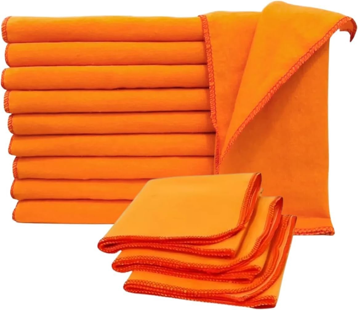Kit com 12 Flanelas Grandes Laranja 38x58cm - Limpeza e Polimento Profissional