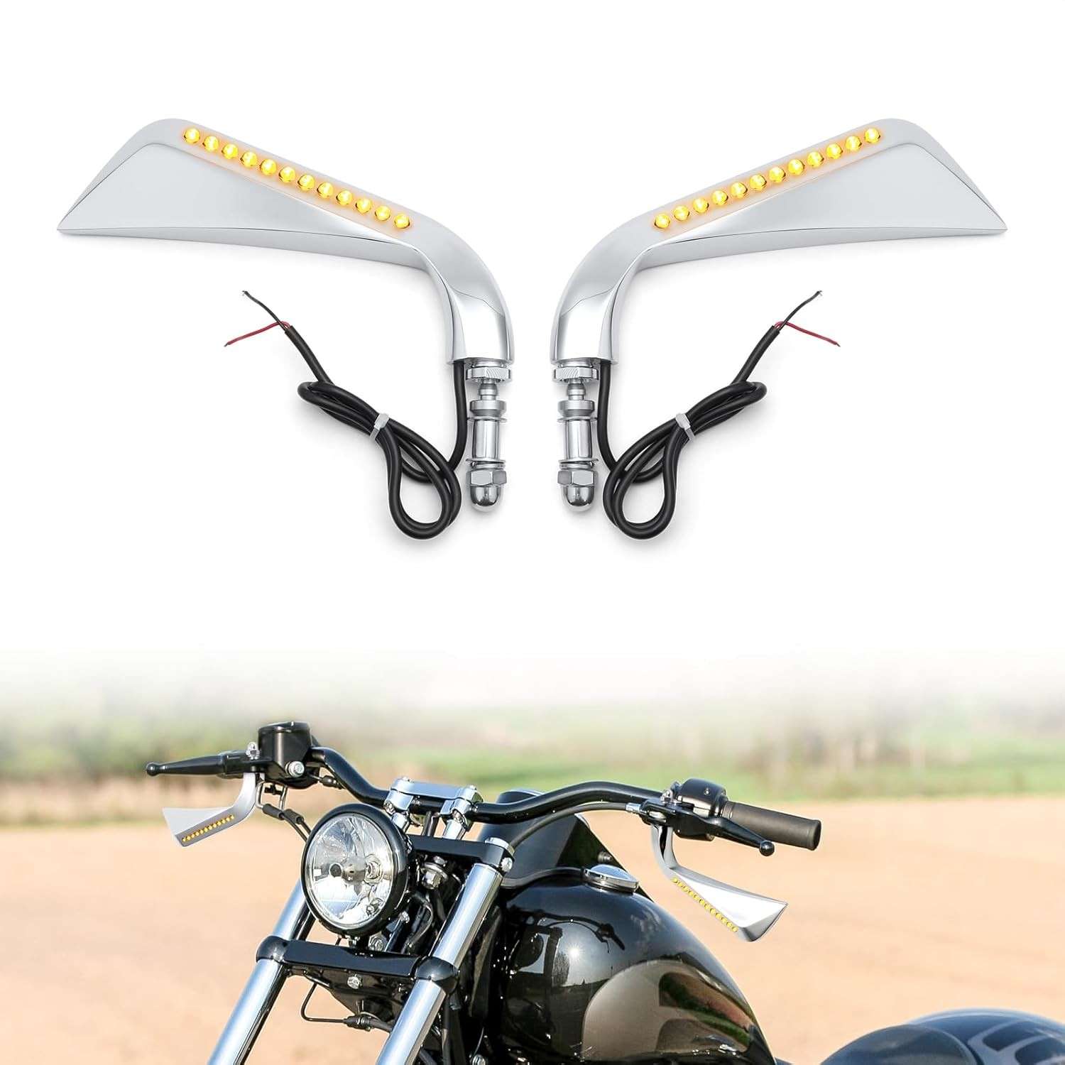 Espelho Lateral Moto com LED Harley Davidson - Visão Ampla e Estilo Premium