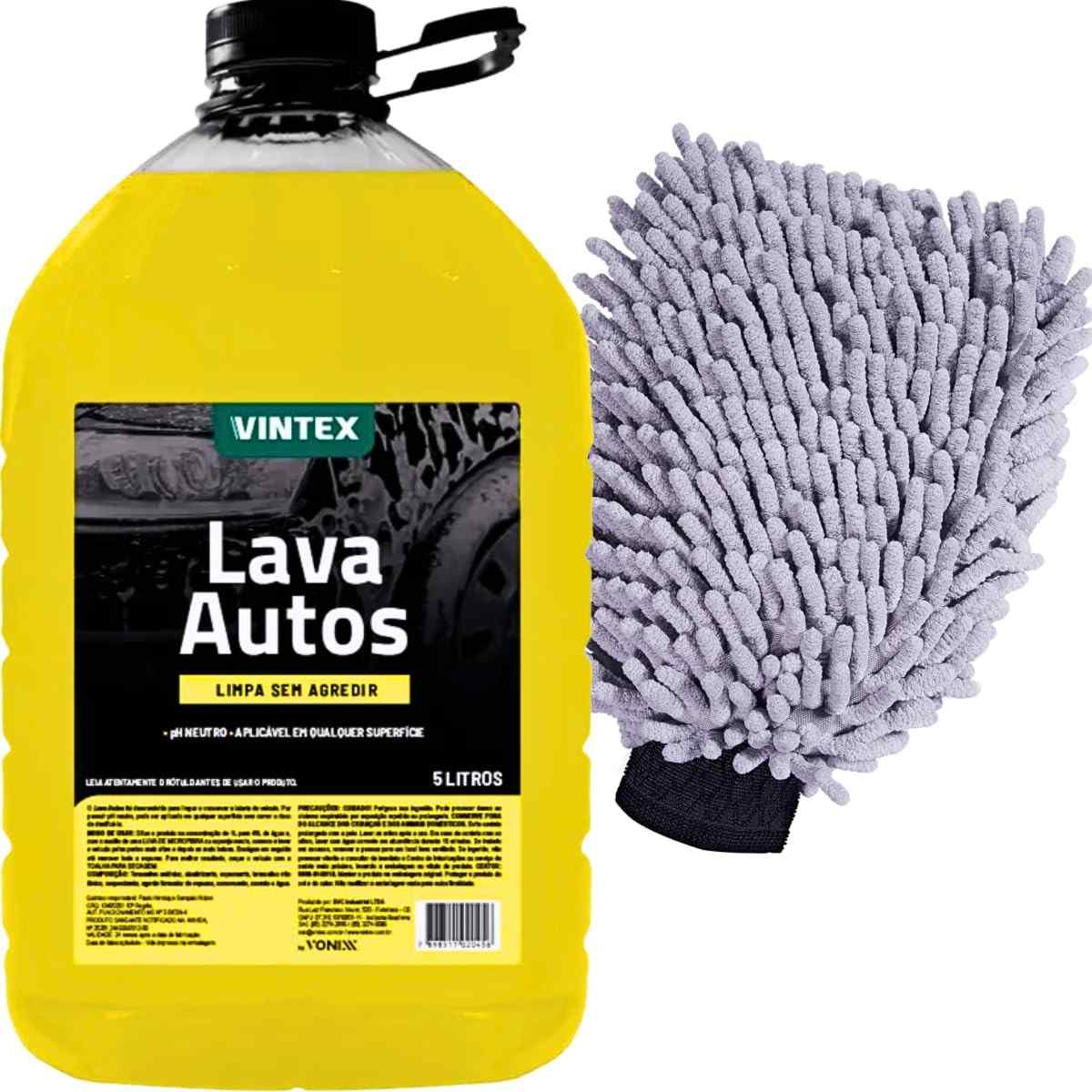 Kit Impecável: Luva Microfibra Detalhada + Shampoo Neutro Lava Autos Vonixx 5L