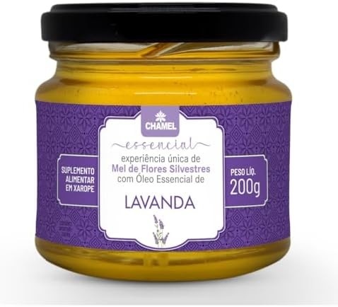 Chamel Mel com ?leo Essencial de Lavanda, 200g, Mel Silvestre, Vidro