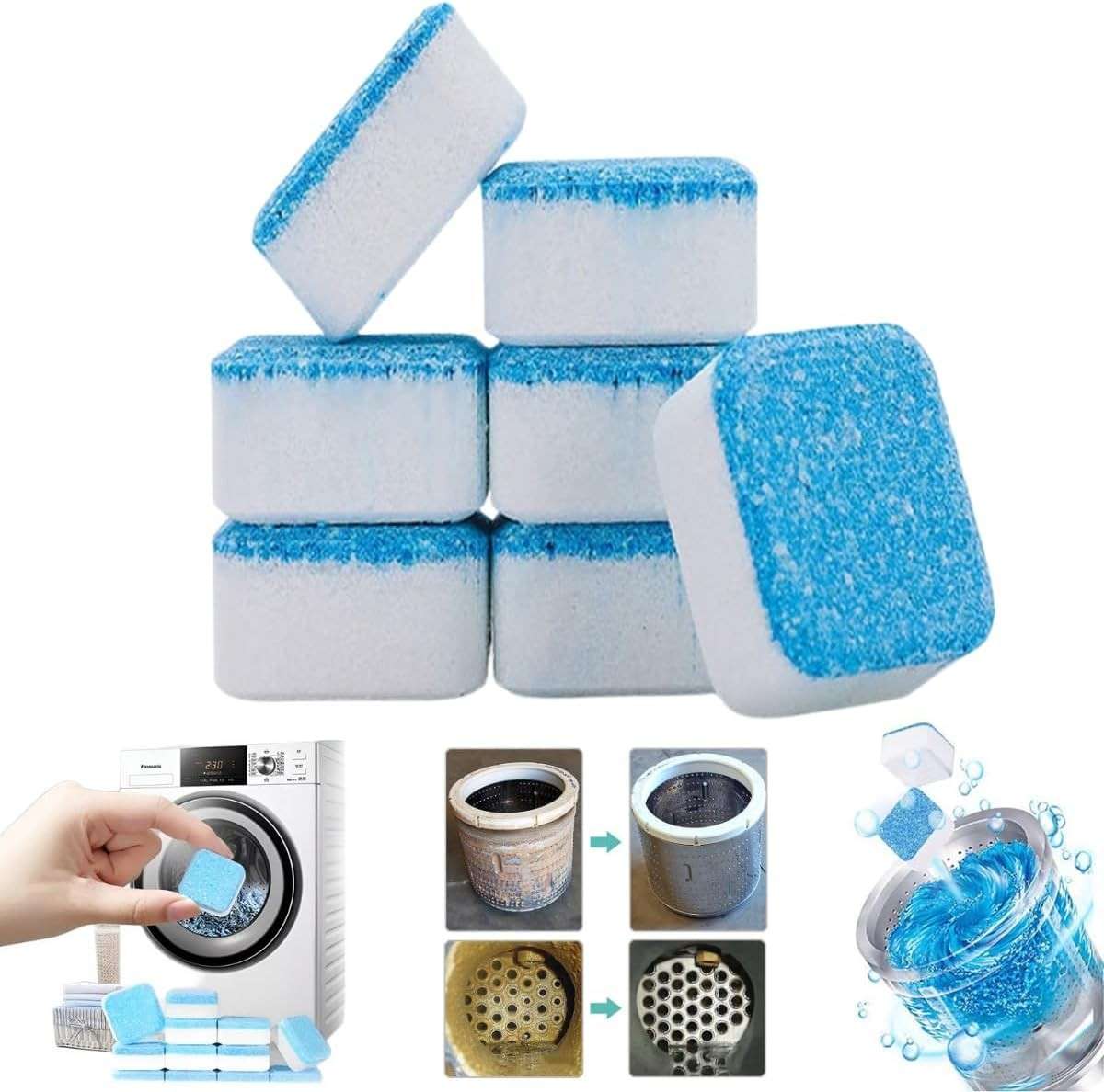 Kit 10 Pastilhas Tabletes Limpeza Máquina de Lavar - Higienize com Praticidade e Segurança
