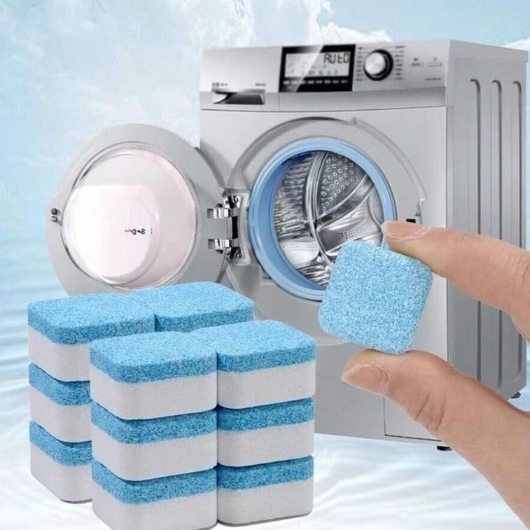 Kit 10 Tabletes de Limpeza para Máquina de Lavar – Limpador Efervescente Potente contra Manchas e Odores