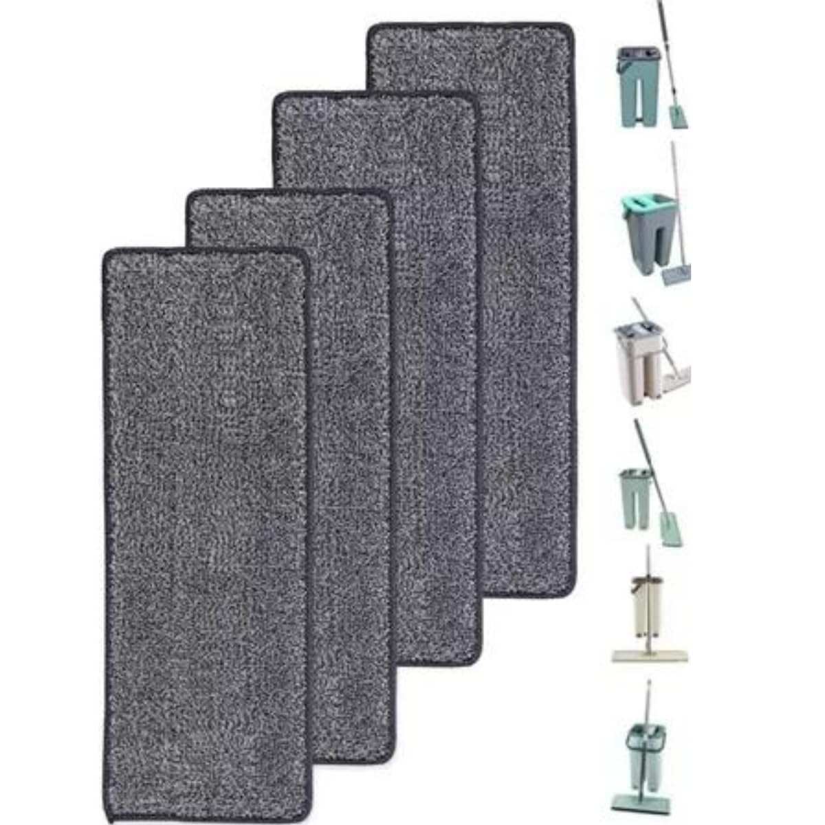 Kit Refil Mop Flat Microfibra Premium - 4 Unidades Laváveis e Reutilizáveis