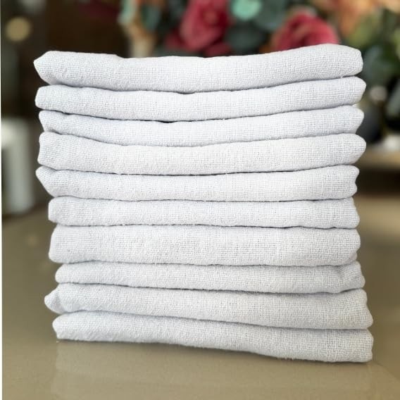 Kit 10 Pano de Chão 100% Algodão - Absorção Premium, Lavável e Durável - 75x50 cm