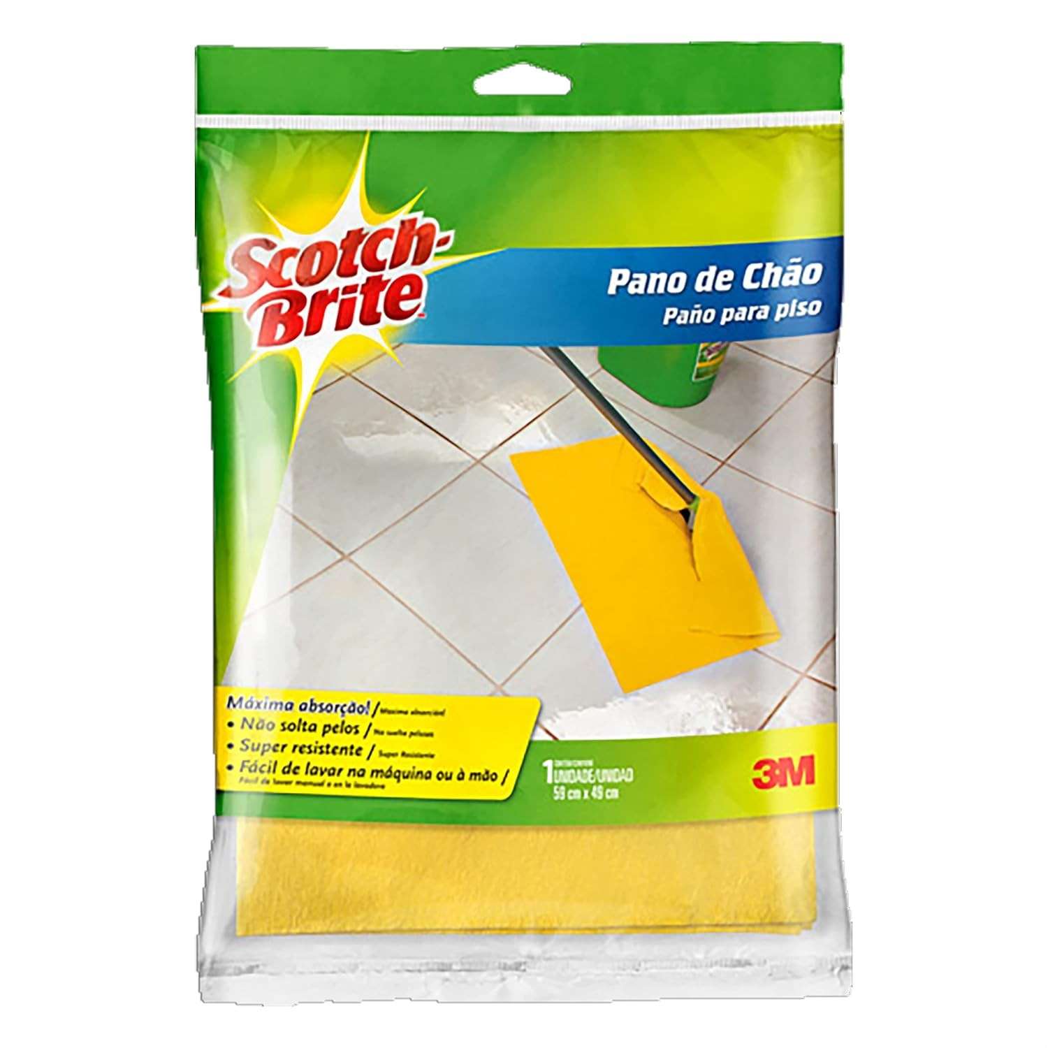 Pano de Chão Scotch-Brite 3M Lavável e Reutilizável - Ultra Absorvente e Sem Resíduos