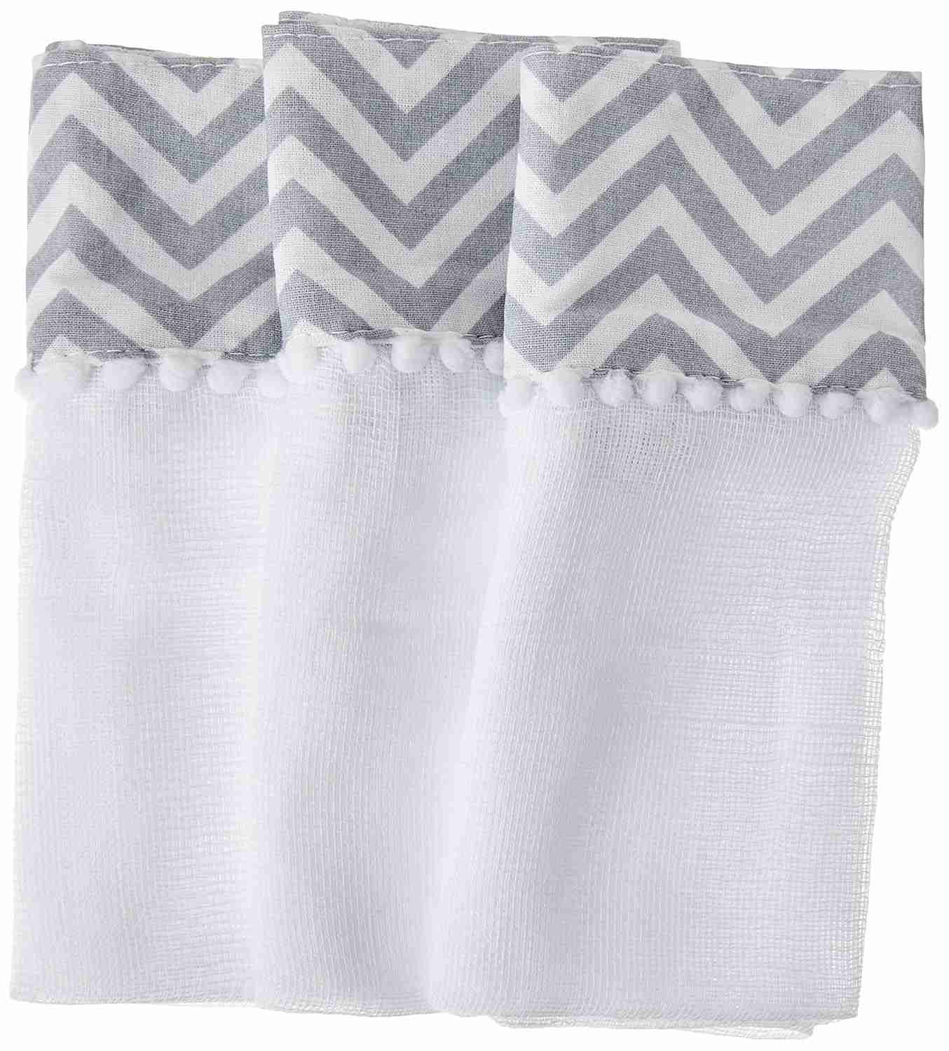 Baby Deluxe Babete Fralda 3 Peças Cinza Chevron - Toque Macio, Antialérgico e Lavável