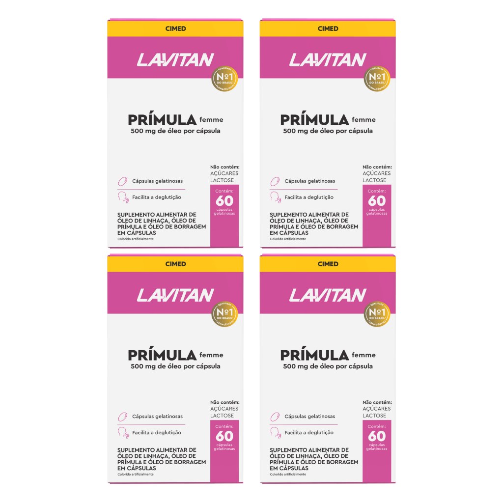 Lavitan Prímula Femme: Alívio TPM em 4x 60 Cápsulas