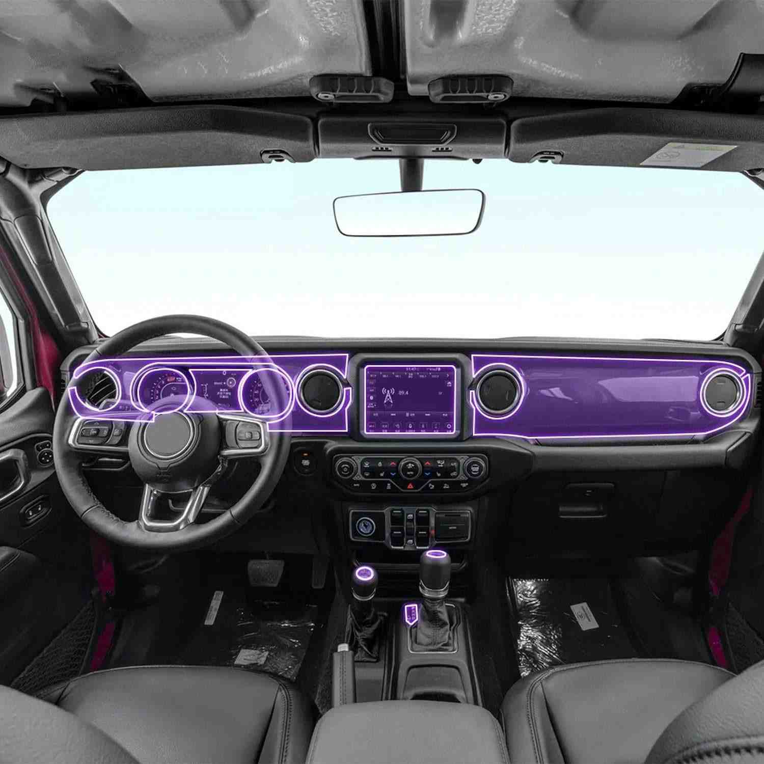 Película Protetora TPU Transparente para Console Central LCD - Jeep Wrangler Rubicon 2022-2024