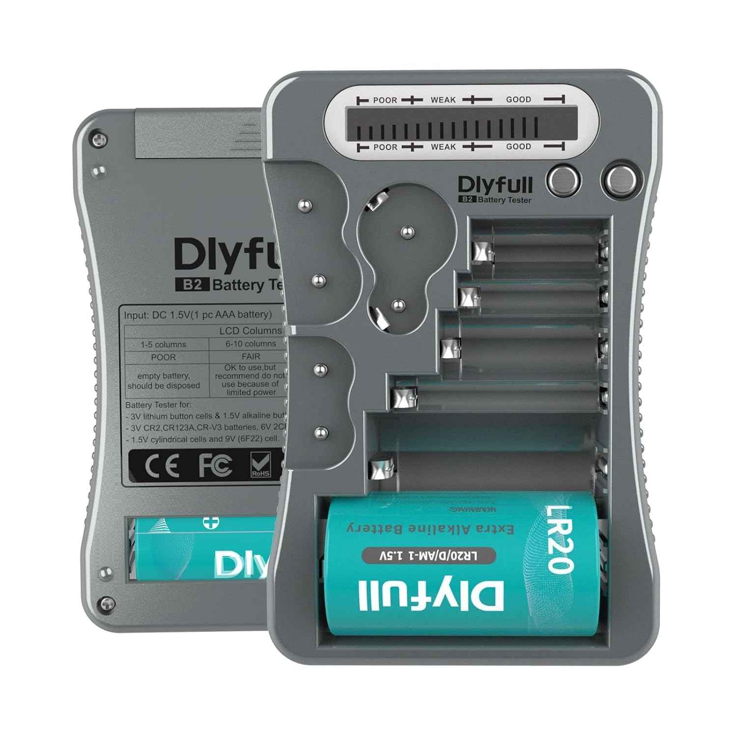 Testador de Bateria Universal Dlyfull com LCD: Verifique Todas as Suas Pilhas Facilmente!