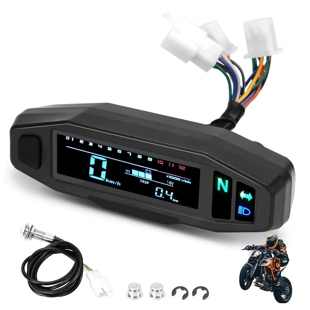 Odômetro Digital LCD Universal para Motocicleta: Velocímetro, Hodômetro e Tacômetro Completo
