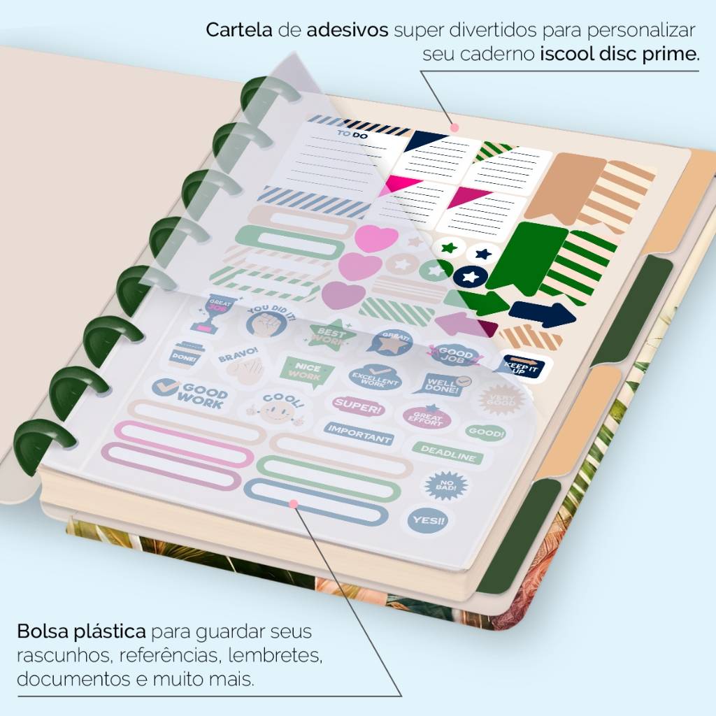 Caderno Inteligente Iscool Capa Dura 80 Folhas – Botanics Palm Leaves