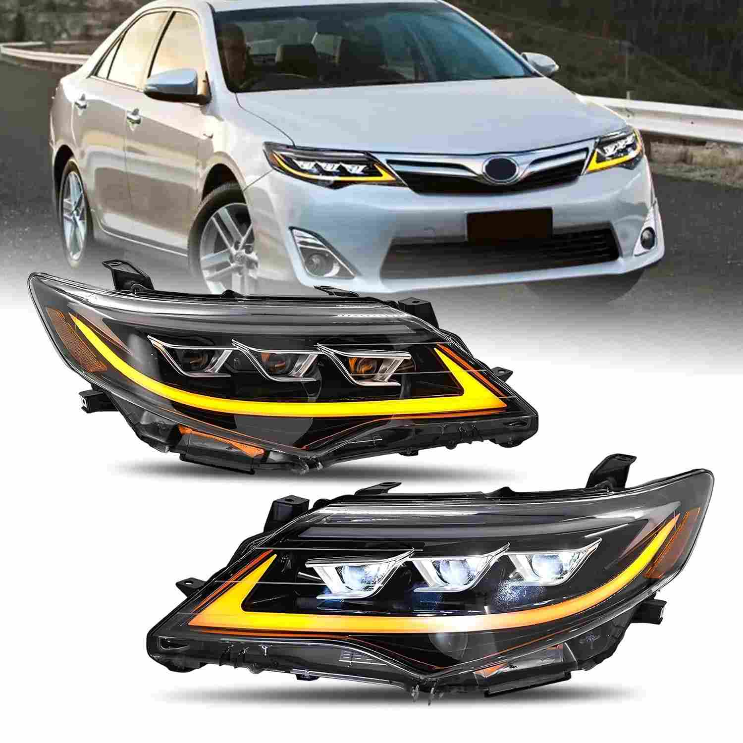 Faróis de LED HCMOTIONZ para Toyota Camry XV50 (2012-2014): Iluminação Superior com Animação de Inicialização e Seta Sequencial