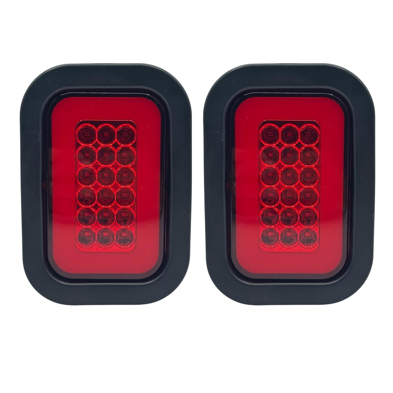 Kit 2 Luzes Traseiras de Reboque LED 42 Leds Retangulares - Freio, Seta, Ré e Posição