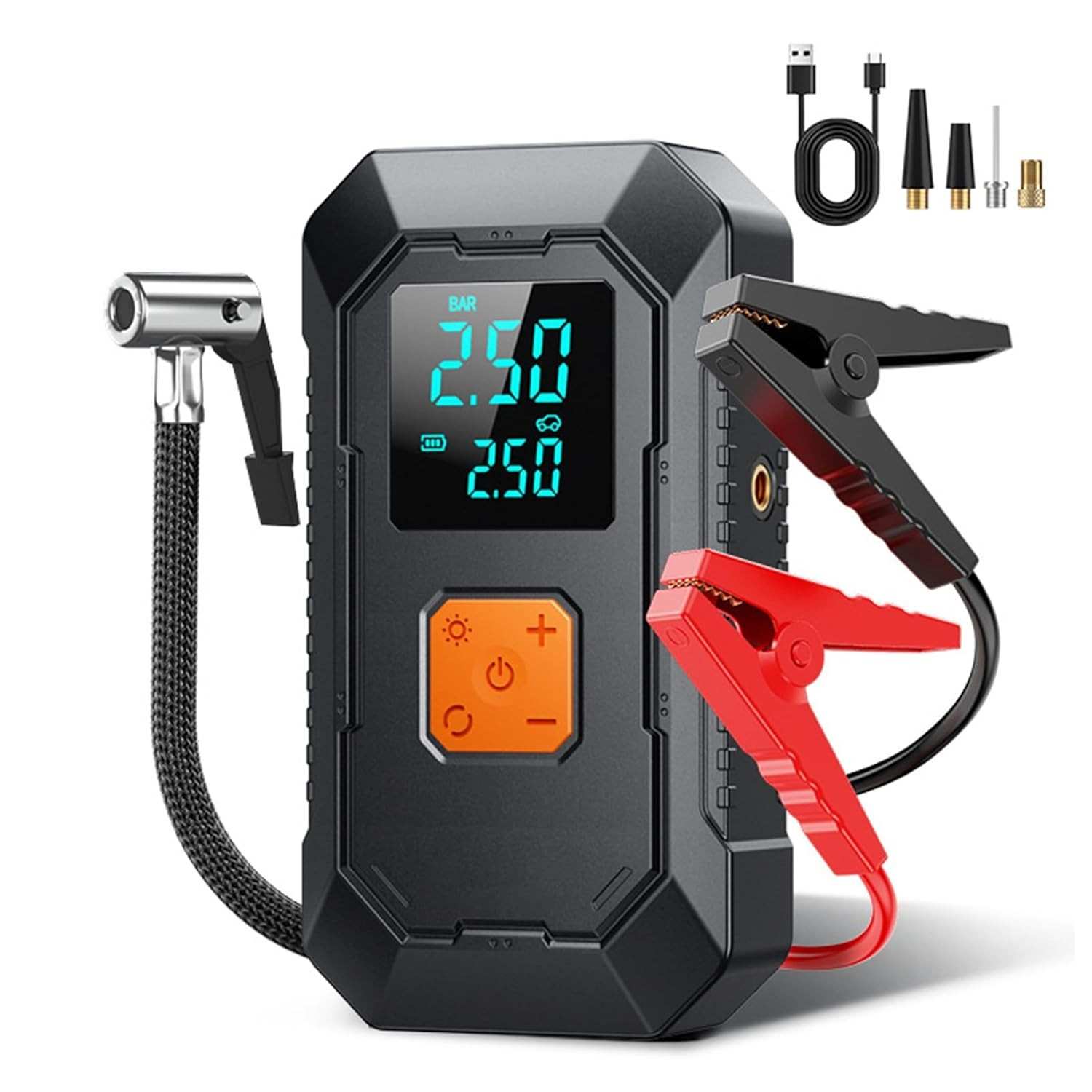 Starter Carro 12V com Bomba de Ar 150PSI e Lanterna LED - Emergência e Conveniência