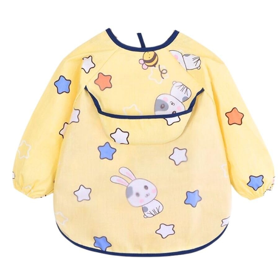 Babador Manga Longa BLW Impermeável Coelhinho - Proteção Dupla para Baby-Led Weaning