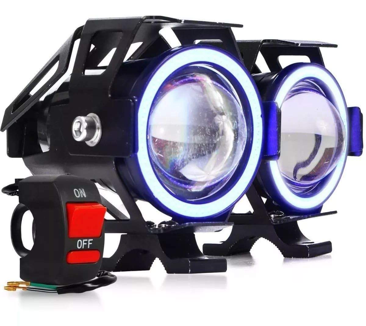 Farol de Milha LED U11 30W com Angel Eyes para Moto: Iluminação Potente e Estilo Inovador