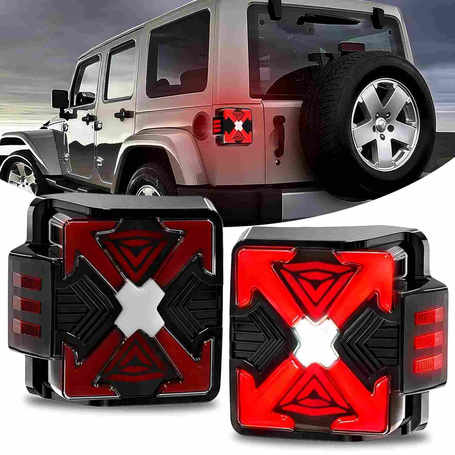 Luzes Traseiras LED Dinâmicas para Jeep Wrangler JK (2007-2018) - Upgrade Completo e Seguro