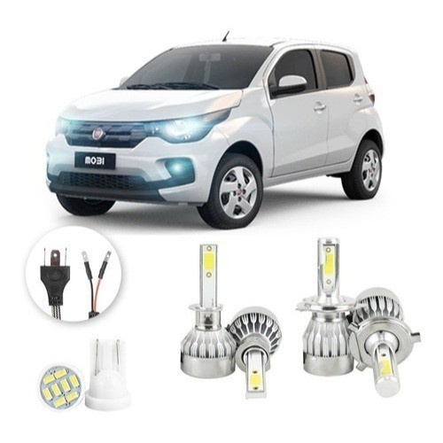 LED Fiat Mobi: Iluminação 20000lm + Pingo