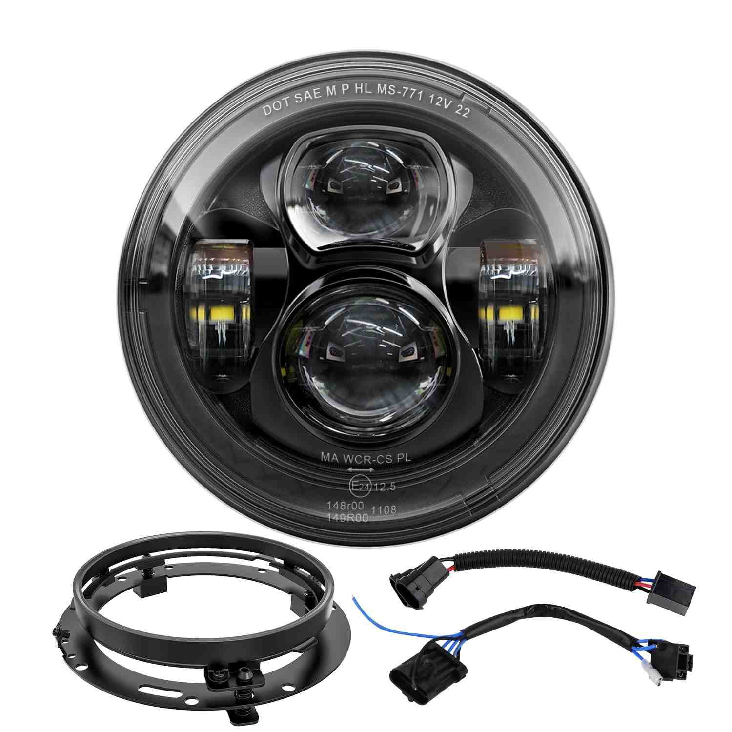 Farol LED 17,8cm para Harley Davidson: Iluminação Potente e Segura (DOT)