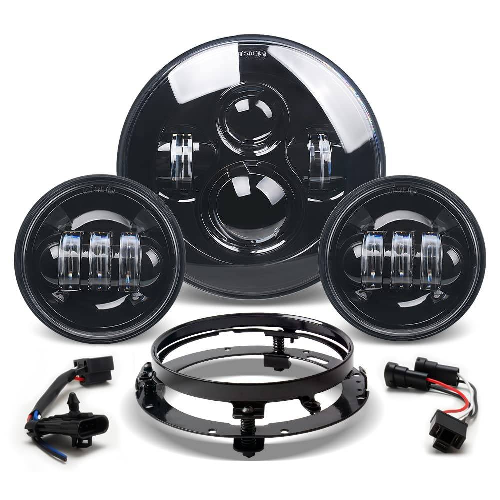 Kit Faróis de Neblina LED 18cm Auxiliares para Harley Davidson Road King, Electra Glide e Softail