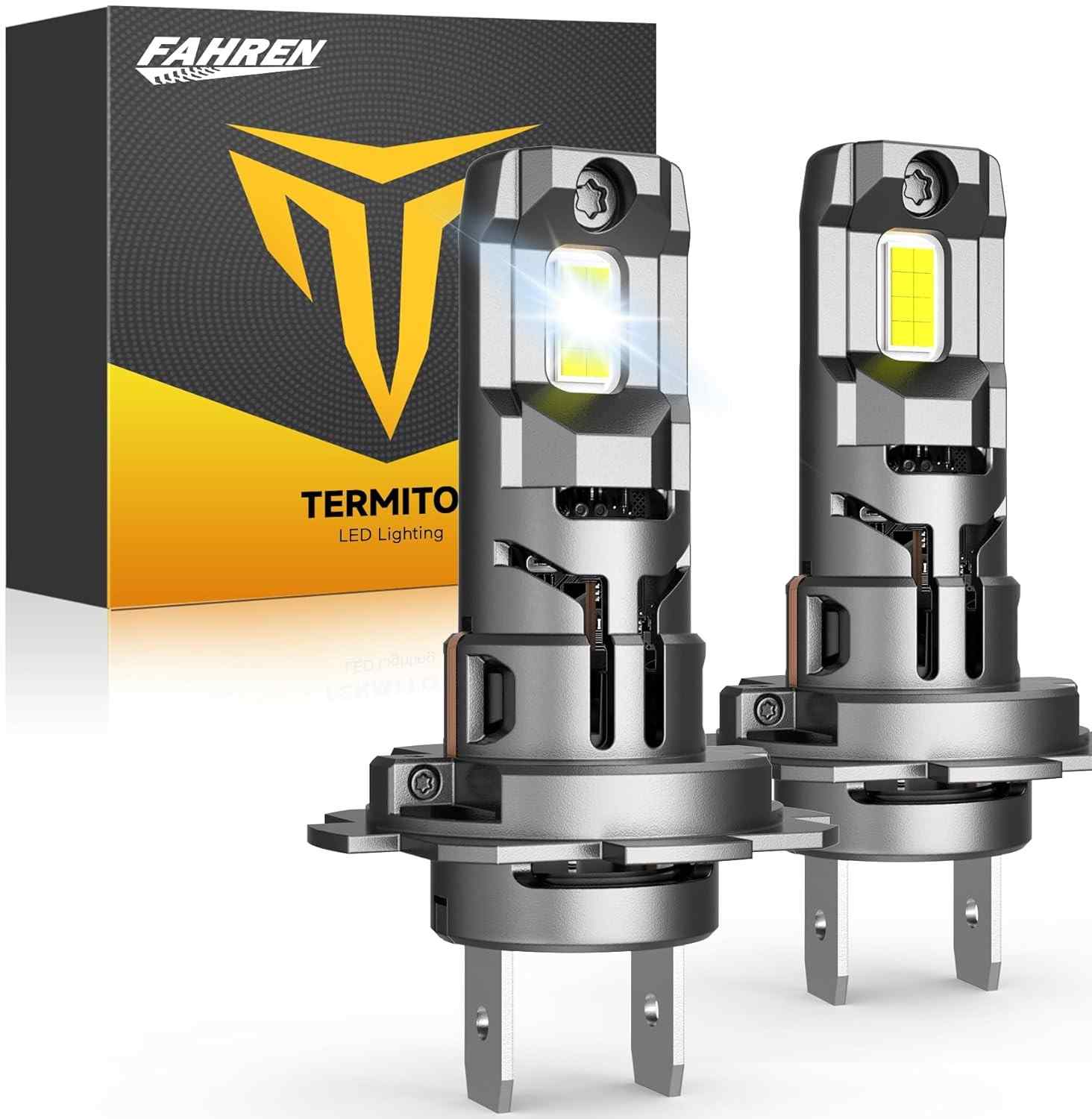 Lâmpadas LED FAHREN H7: 900% Mais Brilho, 6500K Branco Frio, Plug & Play