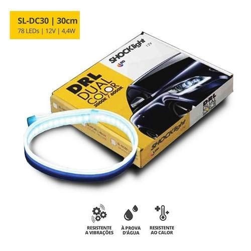 Fita LED DRL Pisca 30cm Shocklight 3000K/6000K para Farol - Iluminação Moderna e Segura