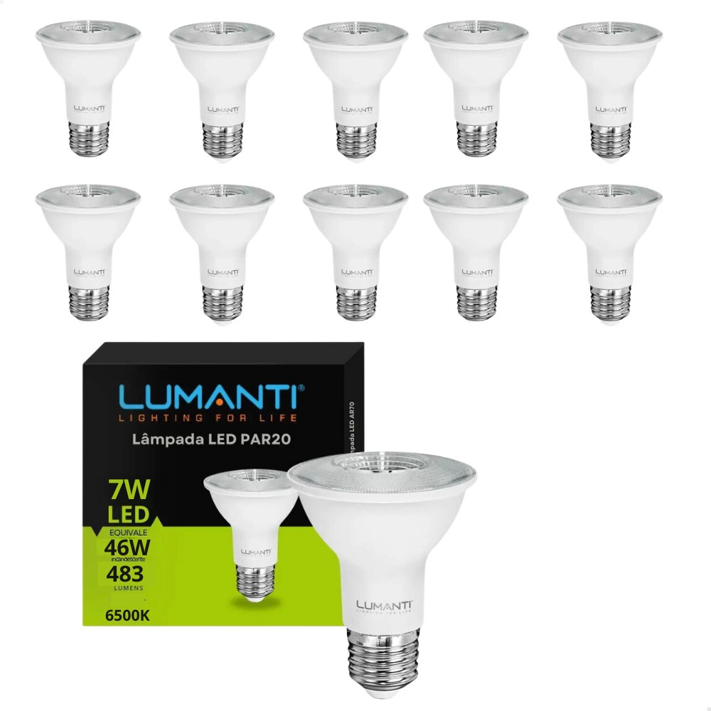 LED PAR20 7W Bivolt E27 – Branca Quente, Morna e Fria (3000K/4000K/6500K)