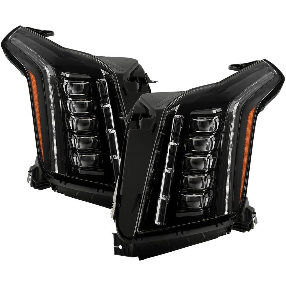 Farol Spyder Cadillac Escalade 15-20 Full LED DRL Quad Projector - OE Preto